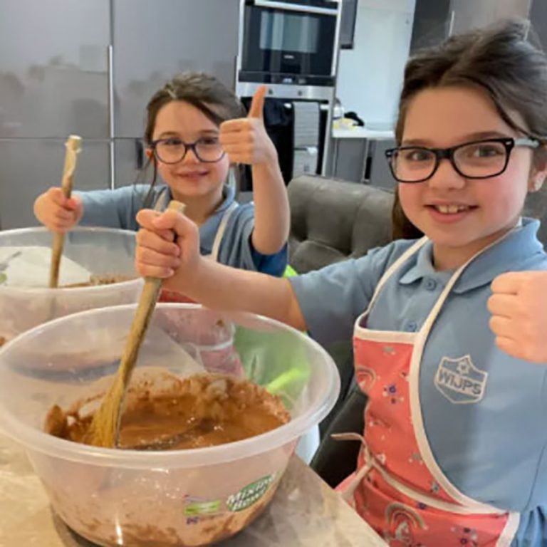 Summer and Cassidy Conway join in the baking fun