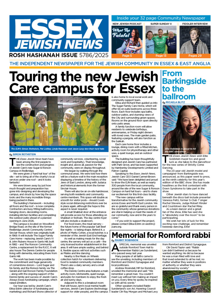 Essex Jewish News front page