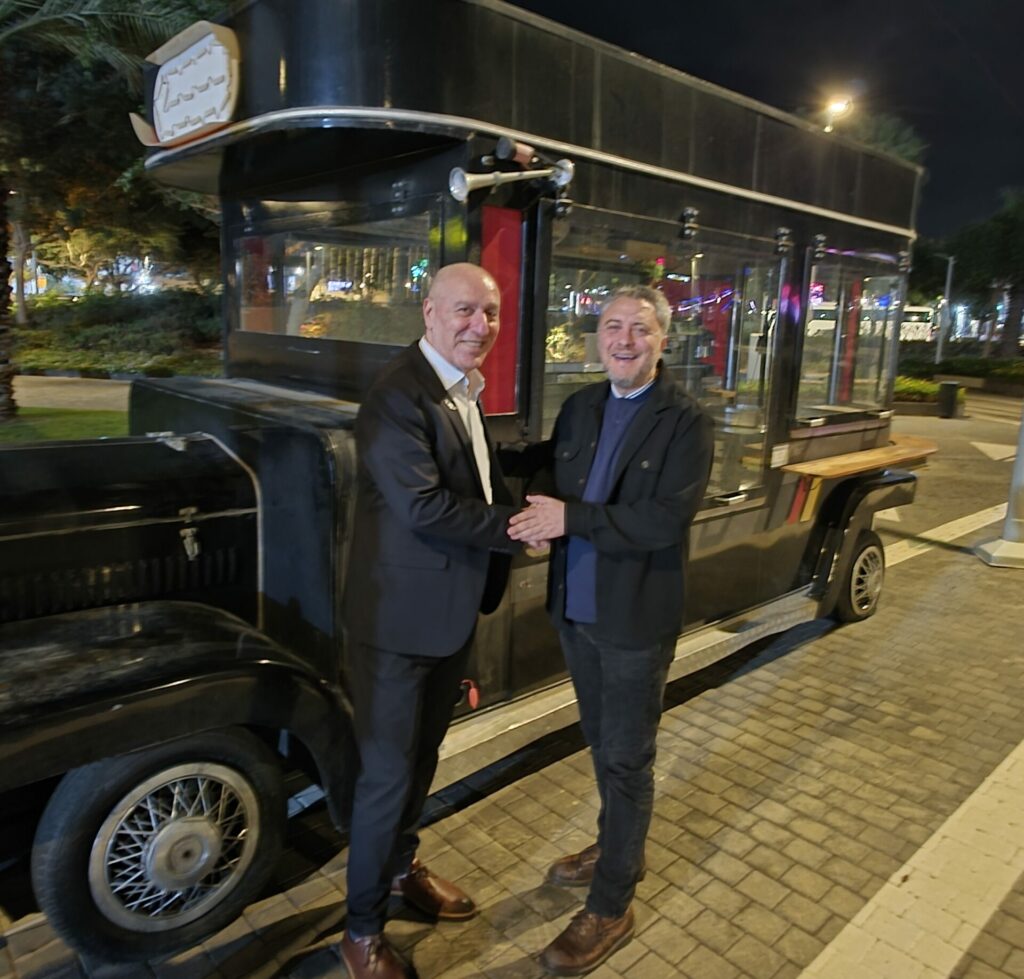 Simon with Mayor Eli Lankri at Terminal Park