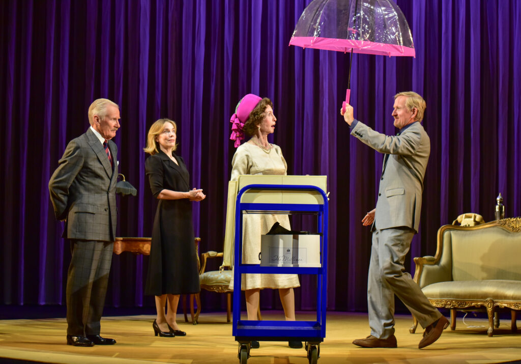 By Royal Appointment. David Robb as The Designer, Laura Main as The Dresser, Jane Asher as The Queen & Matthew Cottle as The Milliner. Credit Robert Day_7348